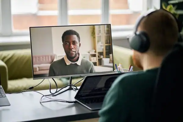 Man attending online mediation Heanor MIAMS session